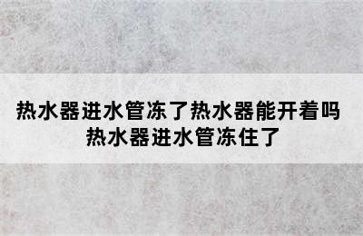 热水器进水管冻了热水器能开着吗 热水器进水管冻住了